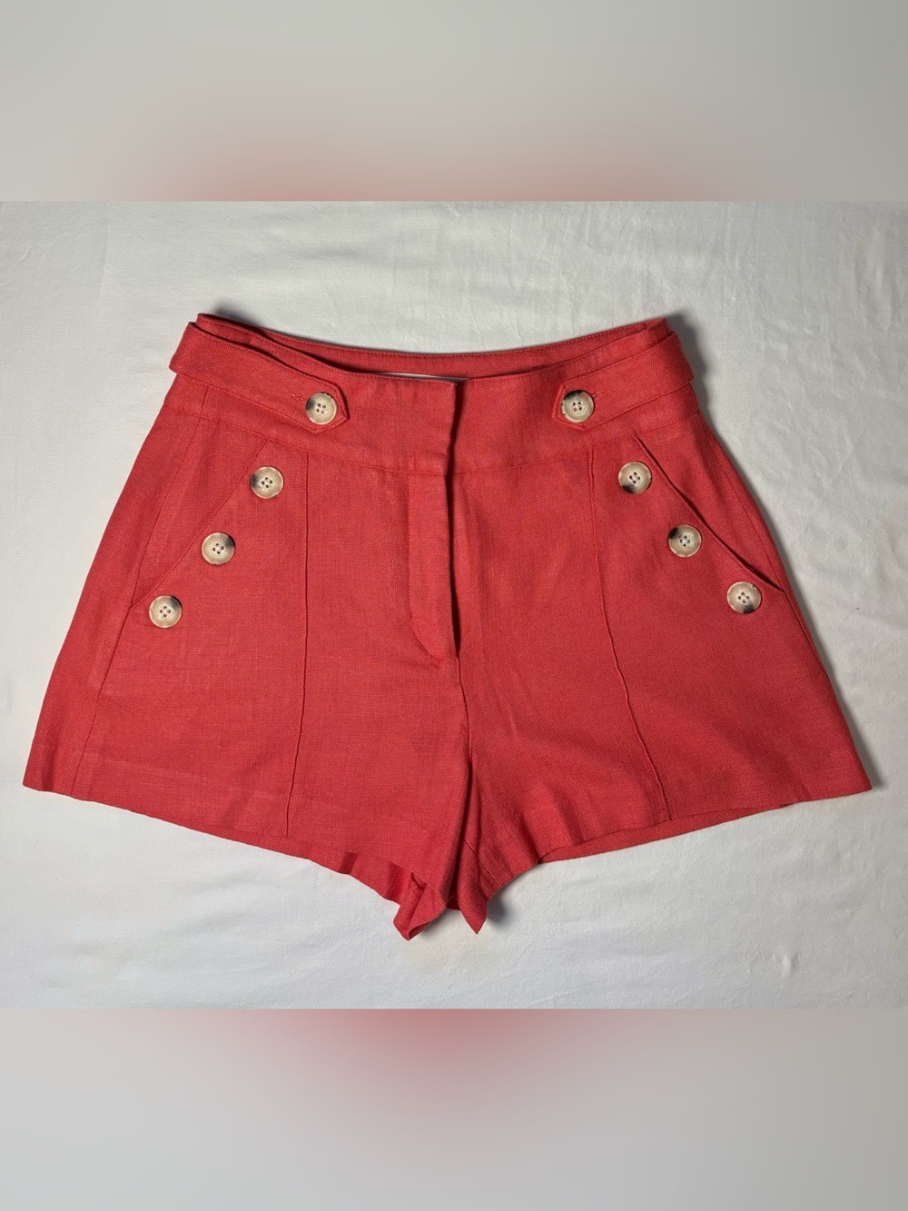 Veronica Beard Pine Coral Sailor High Waist Shorts Size 2 EUC Button Front